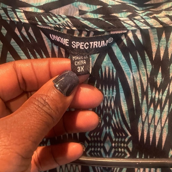 Unique Spectrum Plus Size Multicolor Geometric Print Open Front Cardigan Size 3X - Picture 4 of 12